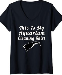 Womens This My Aquarium Cleaning Shirt Funny Orca Orcas V-Neck T-Shirt