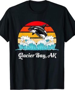 Vintage Glacier Bay AK Distressed Orca Killer Whale Art T-Shirt