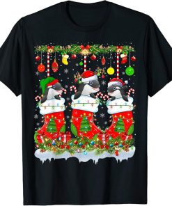 Funny Orca In Xmas Socks Lights Orca Christmas T-Shirt