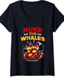 Womens Nuke the whales - Exploding Orcas V-Neck T-Shirt